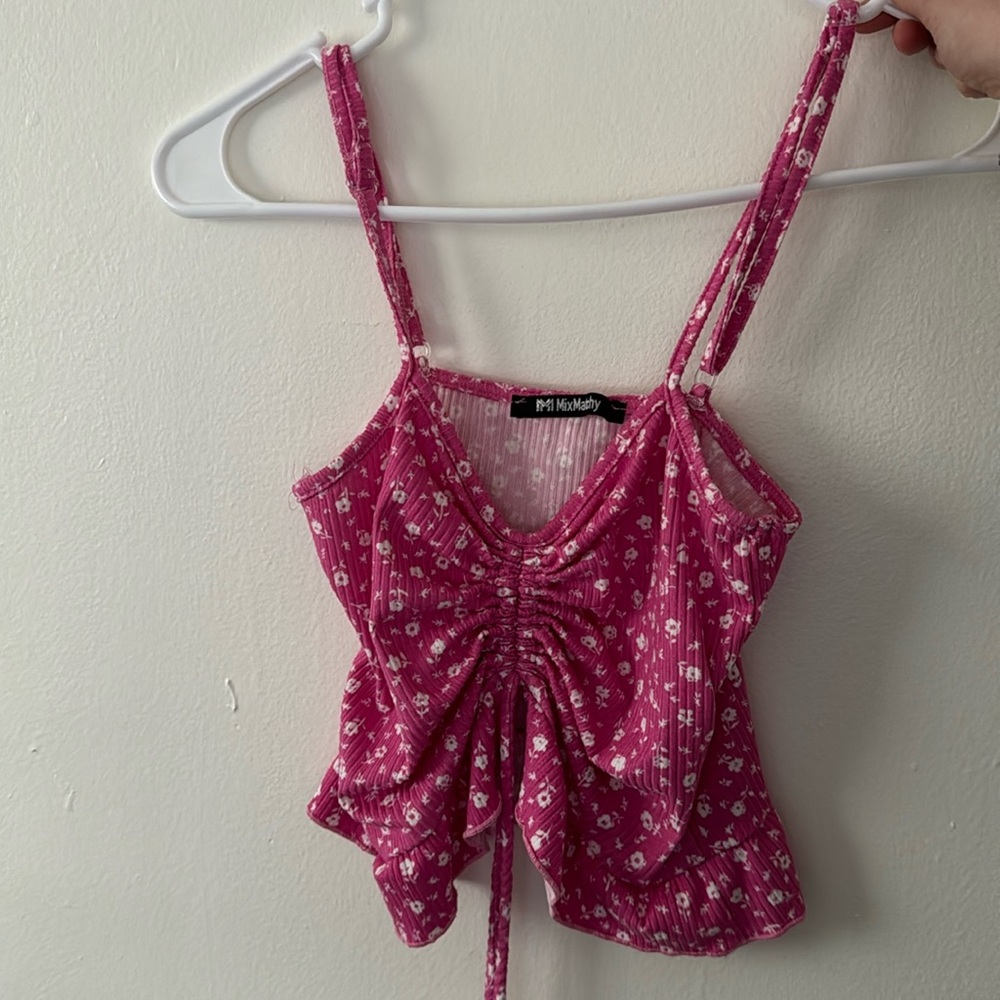 Mix matchy pink floral design crop top
